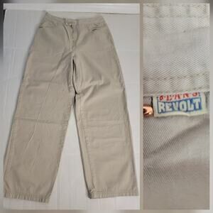 Revolt Pants Womens SZ 14 Zip Up High Rise Straight Leg Vintage Y2k Khaki